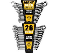 TOOLGUARDS Set di chiavi a cricchetto, 26 pezzi, metriche e standard, con organizer per rack, chiavi combinate a cricchetto, 100% garanzia di soddisfazione a vita