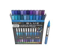 TOOLI-ART Set di pennarelli acrilici con punta a pennello flessibile, tratto da 1 a 7 mm, per pittura su roccia, scritte a pennello, vetro, tazze, legno, metallo, tela, tessuto, plastica, non tossici,