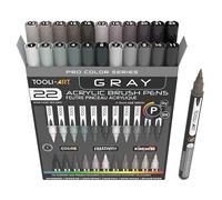 TOOLI-ART Set di pennarelli acrilici con punta a pennello flessibile, tratto da 1 a 7 mm, per pittura su roccia, scritte a pennello, vetro, tazze, legno, metallo, tela, tessuto, plastica, atossici, ad