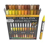 TOOLI-ART Set di pennarelli acrilici con punta a pennello flessibile, tratto da 1 a 7 mm, per pittura su roccia, scritte a pennello, vetro, tazze, legno, metallo, tela, tessuto, plastica, atossici, ad