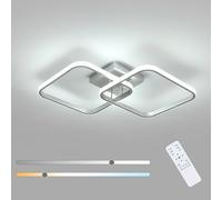 Toolight 50W 5625LM Plafoniera LED Soffitto Dimmerabile, Lampadario LED Soffitto con Telecomando 3000K-6500K 64cm, Moderna Plafoniera Quadrata per Camera da Letto Soggiorno Cucina Corridoio, Argenteo