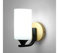 Toolight Applique da Parete Interno, Lampada da Parete Vintage in Ferro, E27 Legno Lampada a Muro con Paralume in Vetro per Camera da Letto, Corridoio, Soggiorno, Scala, Corrido