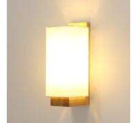 Toolight Applique da Parete Interno, Retro Lampada da Parete in Legno, Lampada da Muro Interni Tessuto Rettangolo Moderno E27 per Camera da Letto, Soggiorno, Corridoio, Scale (Lampadina non inclusa)