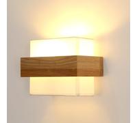 Toolight Comely Applique da Parete Interno Vintage, Lampada da Parete Moderno in Legno, E27 Camera da Letto Quadrato Lampada a Muro Tessuto per Soggiorno Scala Corrido (Lampadina non inclusa)