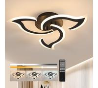 Toolight Lámpara de Techo LED Dimmable 24 W 3300 lm - 64 cm - Temperatura regulable 3000-6500 K - Diseño Pétalos de Techo Nero