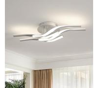 Toolight Plafoniera LED Soffitto, 32W 3600LM Lampadario Soffitto LED in Metallo con 4-Luci, Lampada da Soffitto per Soggiorno Corridoio Cucina, Luce Neutra 4500K, Argento, 60CM