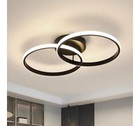 Toolight Plafoniera LED Soffitto, 42W 4725LM Lampadario LED Moderni Rotondo Acrilica, Plafoniera per Cucina Soggiorno Camera da Letto, Luce Bianco Naturale 4500K, Nero, 54CM