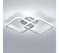 Toolight Plafoniera LED Soffitto 42W 4725LM, Lampadario LED Soffitto Quadrata 64cm 6500K Luce Bianca Fredda, Moderna Lampada da Soffitto in Acrilico per Soggiorno Camera da Letto Cucina, Argenteo