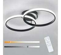 Toolight Plafoniera LED Soffitto Dimmerabile, 38W Lampada da Soffitto Camera da Letto con Telecomando 3000K-6500K, Plafoniera LED Moderna Rotonda per Cucina Soggiorno Corridoio, Nero, 54CM