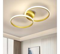 Toolight Plafoniera LED Soffitto, Lampada da Soffitto Camera, Lampadario Soffitto Rotondo, 42W 4500K Luce Neutra, 2 Cerchi Alluminio Oro, per Soggiorno Cucina Camera Ingresso Studio, Ø55cm