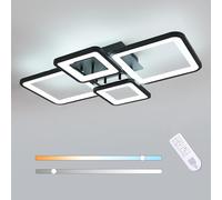 Toolight Plafoniera LED Soffitto Moderna, 54W Plafoniera Salotto Dimmerabile con Telecomando 3000K-6500K, Funzione di Memoria, Lampada da Soffitto Quadrata per Soggiorno Camera da Letto, Nero, 62CM