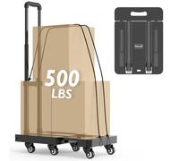 TOOLIOM Carrello pieghevole a mano, 226,8 kg, resistente, con 6 ruote e 2 corde elastiche, carrello portatile pieghevole con base estensibile