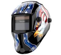 TOOLIOM Casco da saldatura per oscuramento automatico, colore vero e proprio, con paralume regolabile 9-13, per Mig Tig Arc con motivo aquila blu