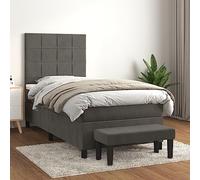 toolkix Letto a molle con materasso grigio scuro, 80 x 200 cm, in velluto, letto imbottito con testiera regolabile in altezza, telaio del letto, letto per ragazzi, letto per camera da letto, per un