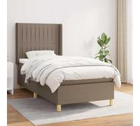 toolkix Letto a molle con materasso tortora, 80 x 200 cm, in tessuto, struttura con testiera regolabile in altezza, anima a molle insacchettate e schiuma, letto per camera da letto per chi dorme sulla