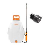 Toolland Set con spruzzatore a pressione/spruzzatore a zaino e batteria di ricambio, elettrico, batteria ricaricabile, lancia telescopica da giardino, ugello regolabile, spallacci imbottiti, 12 litri,