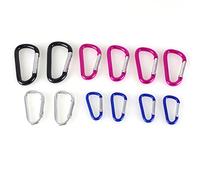 Toolland Set di moschettoni con anello a D da 12 pezzi, alluminio anodizzato, dimensioni e colori assortiti, resistente alla ruggine, facile da usare, perfetto per clip per catene per cavi in corda,