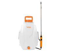 Toolland Nebulizzatore a pressione/irroratore a zaino, elettrico, batteria ricaricabile, lancia telescopica, ugello regolabile, spallacci imbottiti, 12 litri, bianco/arancione/nero