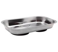 Toolland Vassoio portautensili magnetico, doppio, per contenere utensili, viti, trapani e chiodi, acciaio inossidabile, metallo