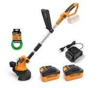 TOOLMAK Decespugliatore a Batteria 20V, Diametro di Taglio 26cm per Prato