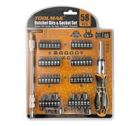 TOOLMAK Set di bussole e chiave a cricchetto 58 pezzi- 42 inserti cacciavite, 14 bussole CR-V, impugnatura ergonomica, kit di attrezzi professionale per riparazioni e fai-da-te TMK19954