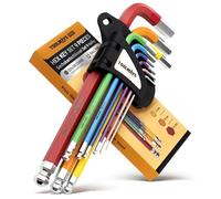 TOOLMAYS Set 9 Chiavi a Brugola con Testa a Sfera 1,5 mm-10 mm | Esagonali Metriche Codifica Colori, Brugole Kit Multicolore per Mobili, Bici, Moto, Auto e Fai-da-te