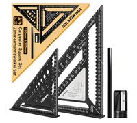 TOOLMAYS Squadra da falegname Set 180mm & 300mm, goniometro di precisione con zona per appunti cancellabile, squadre in alluminio da 45 e 90 gradi per disegnare, misurare e controllare con precisione