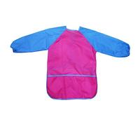 tooloflife Grembiule da pittura per bambini con maniche lunghe e 3 tasche, impermeabile, per dipingere, cucinare, fare lavoretti e mangiare (L, Rosa Rosso)