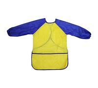 tooloflife Grembiule da pittura per bambini con maniche lunghe e 3 tasche, impermeabile, per dipingere, cucinare, fare lavoretti e mangiare (M, giallo-blu)
