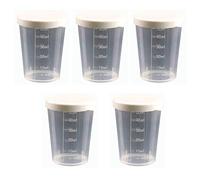 tooloflife Tazza di misurazione in plastica, bicchieri graduati trasparenti da 50 ml con coperchi a vite per laboratorio, liquidi da cucina