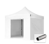 TOOLPORT 3x3 m Gazebo Pieghevole PVC ignifugo, Premium Acciaio, Bianco