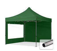 TOOLPORT 3x3 m Gazebo Pieghevole PVC ignifugo, Premium Acciaio, Nero