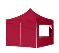 TOOLPORT 3x3m gazebo pieghevole con laterali (finestre panoramiche), ECONOMY alluminio, rosso - (59014)