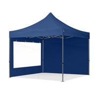 TOOLPORT 3x3m gazebo pieghevole con laterali (finestre panoramiche), PREMIUM acciaio, blu scuro - (600008)