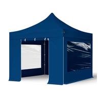 TOOLPORT 3x3m gazebo pieghevole con laterali (finestre panoramiche), PREMIUM acciaio, blu scuro - (600010)
