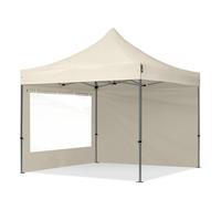 TOOLPORT 3x3m gazebo pieghevole con laterali (finestre panoramiche), PREMIUM acciaio, crema - (600013)