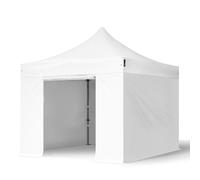 TOOLPORT 3x3m gazebo pieghevole con laterali, PREMIUM acciaio, bianco - (600037)