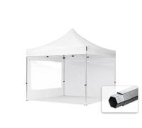 TOOLPORT 3x3m gazebo pieghevole PES con laterali (finestre panoramiche), PROFESSIONAL alluminio, bianco - (600170)