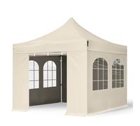 TOOLPORT 3x3m gazebo pieghevole PES con laterali (finestre), PROFESSIONAL alluminio, crema - (600141)