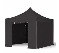 TOOLPORT 3x3m gazebo pieghevole PVC con laterali, PROFESSIONAL alluminio, nero - (59136)