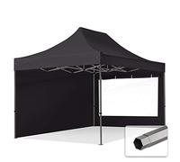TOOLPORT 3x4,5m Gazebo Pieghevole con Laterali (finestre panoramiche), Premium Acciaio, Nero