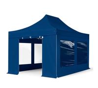 TOOLPORT 3x4,5m gazebo pieghevole PES con laterali (finestre panoramiche), PROFESSIONAL alluminio, blu - (600207)