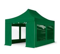 TOOLPORT 3x4,5m gazebo pieghevole PES con laterali (finestre panoramiche), PROFESSIONAL alluminio, verde scuro - (600201)