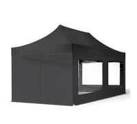 TOOLPORT 3x6 m gazebo pieghevole con laterali (finestre panoramiche), ECONOMY acciaio, nero - (59357)