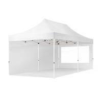 TOOLPORT 3x6m gazebo pieghevole con laterali (finestre panoramiche), ECONOMY acciaio, bianco - (59055)