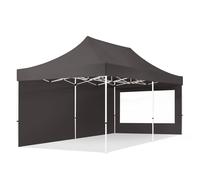 TOOLPORT 3x6m gazebo pieghevole con laterali (finestre panoramiche), ECONOMY acciaio, grigio scuro - (59051)