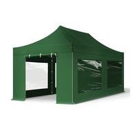 TOOLPORT 3x6m gazebo pieghevole con laterali (finestre panoramiche), PREMIUM acciaio, verde scuro - (600075)