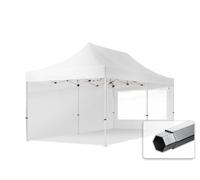 TOOLPORT 3x6m gazebo pieghevole PES con laterali (finestre panoramiche), PROFESSIONAL alluminio, bianco - (600237)