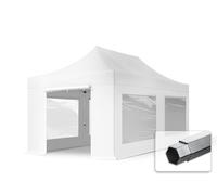 TOOLPORT 3x6m gazebo pieghevole PES con laterali (finestre panoramiche), PROFESSIONAL alluminio, bianco - (600225)