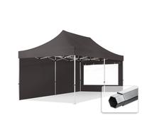 TOOLPORT 3x6m gazebo pieghevole PES con laterali (finestre panoramiche), PROFESSIONAL alluminio, grigio scuro - (600233)